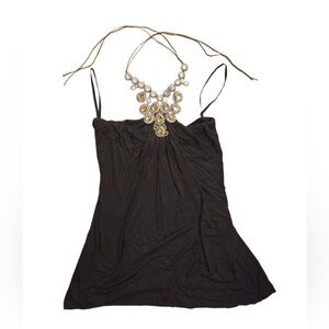 Sky Black Camisole with Jewel Embellishment